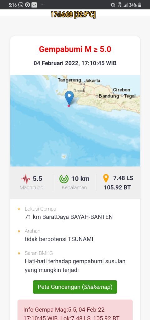 Gambar Lebak Banten Kembali Diguncang Gempa Dengan Magnitudo 5,5, Terasa Hingga Jakarta 27